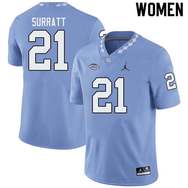 Jordan Brand Women #21 Chazz Surratt North Carolina Tar Heels College Football Jerseys Sale-Blue